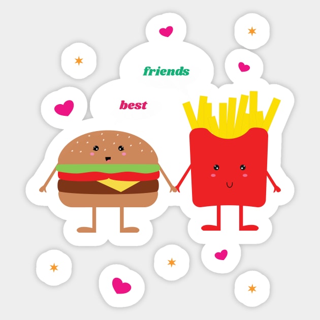 cute hamburger fries best friends kawaii Sticker by Michelle.Designz